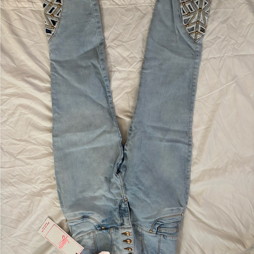 Light Blue Embellished Women's Jeans